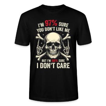 97% You Don’t Like Me, I'm 100% Sure I Dont Care - T-shirt bio CRAFTER Stanley Stella Unisexe - noir - Devant - Alina (178cm) & Michal (187cm)