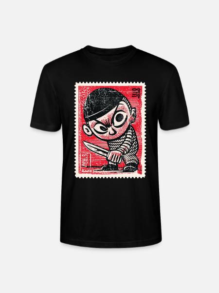 Bande dessinée gangster sur timbre-poste - T-shirt bio CRAFTER Stanley Stella Unisexe - noir