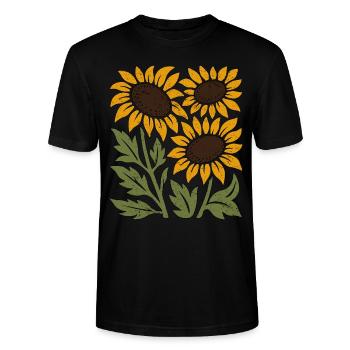 Boho Sonnenblumen - Stanley/Stella Unisex Bio-T-Shirt CRAFTER - Schwarz - Vorne - Alina (178cm) & Michal (187cm)