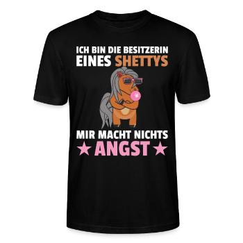 Shetty Spruch Shetland Pony - Stanley/Stella Unisex Bio-T-Shirt CRAFTER - Schwarz - Vorne - Alina (178cm) & Michal (187cm)