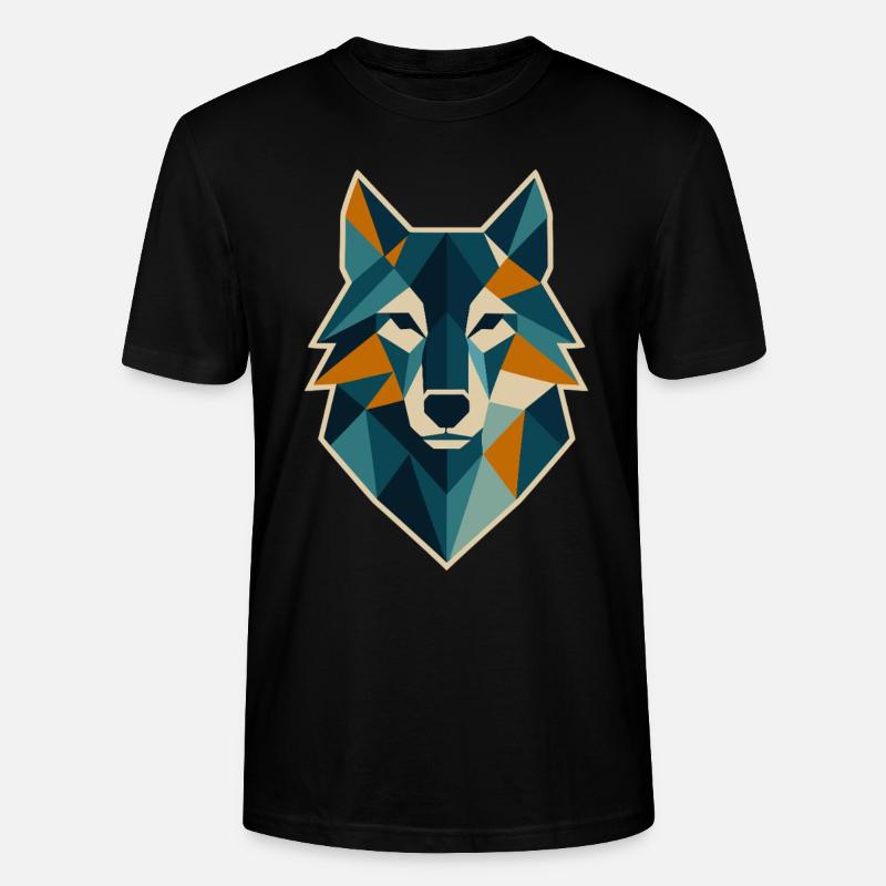 Geometrischer Wolfskopf Polygon Stil - Stanley/Stella Unisex Bio-T-Shirt CRAFTER - Schwarz