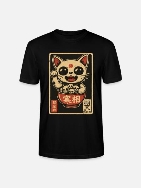 Dunkle Winke-Katze mit Totenköpfen - Stanley/Stella Unisex Bio-T-Shirt CRAFTER - Schwarz