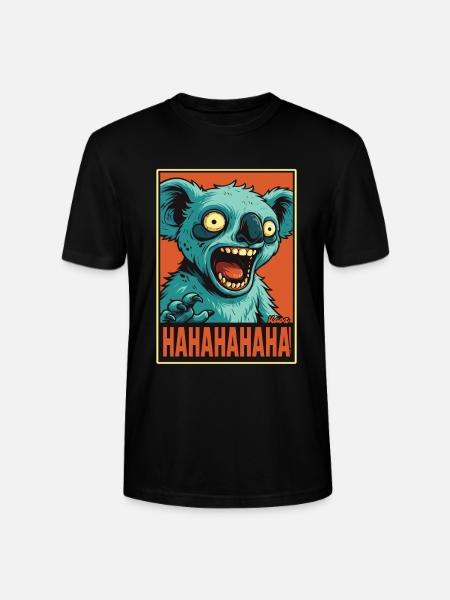 Screaming Laughing Comic Koala - Stanley/Stella CRAFTER Unisex Organic T-Shirt - black