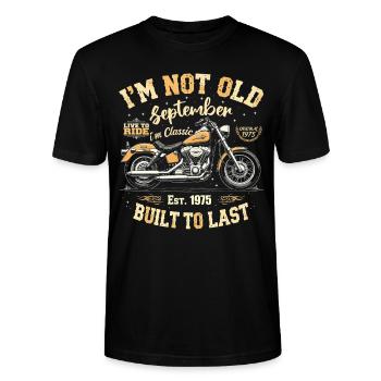 Anniversaire 1975 Millésime Septembre 1975 Cadeau - T-shirt bio CRAFTER Stanley Stella Unisexe - noir - Devant - Alina (178cm) & Michal (187cm)