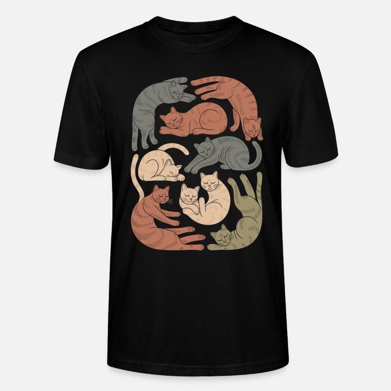 Motif de chat boho décontracté - T-shirt bio CRAFTER Stanley Stella Unisexe - noir