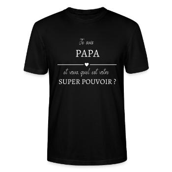 Super Papa - T-shirt bio CRAFTER Stanley Stella Unisexe - noir - Devant - Alina (178cm) & Michal (187cm)