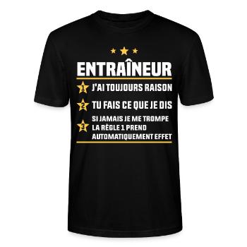 Sport Cadeau Handball Football Rugby Entraîneur - T-shirt bio CRAFTER Stanley Stella Unisexe - noir - Devant - Alina (178cm) & Michal (187cm)