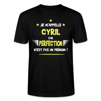 Cyril cadeau humour et drôle - T-shirt bio CRAFTER Stanley Stella Unisexe - noir - Devant - Alina (178cm) & Michal (187cm)