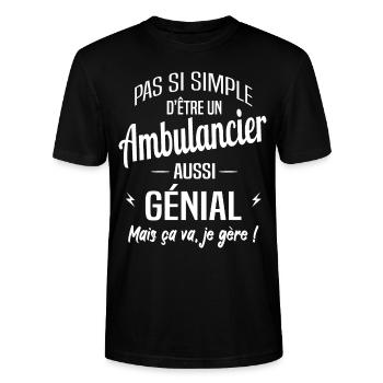 Ambulancier - T-shirt bio CRAFTER Stanley Stella Unisexe - noir - Devant - Alina (178cm) & Michal (187cm)