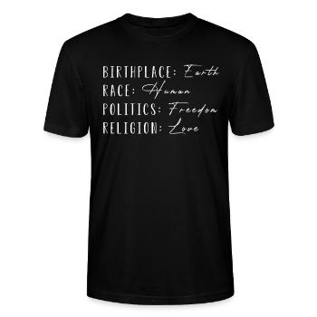 Statement gegen Rassismus | Gleichheit | Menschen - Stanley/Stella Unisex Bio-T-Shirt CRAFTER - Schwarz - Vorne - Alina (178cm) & Michal (187cm)