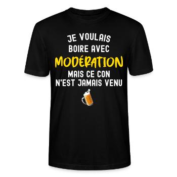 Boire avec modération humour bière pour homme - T-shirt bio CRAFTER Stanley Stella Unisexe - noir - Devant - Alina (178cm) & Michal (187cm)