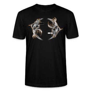 Yin-Yang Segelfisch - Stanley/Stella Unisex Bio-T-Shirt CRAFTER - Schwarz - Vorne - Alina (178cm) & Michal (187cm)