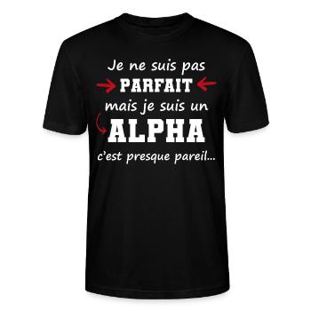 Cadeau pour mâle alpha | pas parfait mais alpha - T-shirt bio CRAFTER Stanley Stella Unisexe - noir - Devant - Alina (178cm) & Michal (187cm)