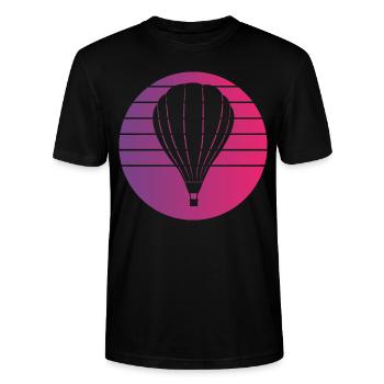 Montgolfière Retro Style Vintage - T-shirt bio CRAFTER Stanley Stella Unisexe - noir - Devant - Alina (178cm) & Michal (187cm)