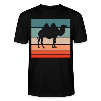 Camel Retro Style Vintage - Stanley/Stella CRAFTER Unisex Organic T-Shirt - black - Front - Alina (178cm) & Michal (187cm)