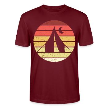 Camping Retro Style Vintage - Stanley/Stella CRAFTER Unisex Organic T-Shirt - burgundy - Front - Alina (178cm) & Michal (187cm)