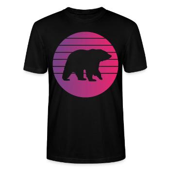 Ours Retro Style Vintage - T-shirt bio CRAFTER Stanley Stella Unisexe - noir - Devant - Alina (178cm) & Michal (187cm)