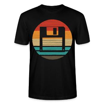 Floppy Retro Style Vintage - Stanley/Stella CRAFTER Unisex Organic T-Shirt - black - Front - Alina (178cm) & Michal (187cm)