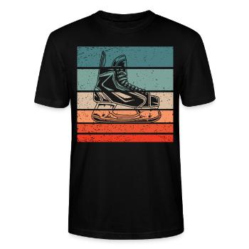 Ice Hockey Ice Skate Retro Style Vintage - Stanley/Stella CRAFTER Unisex Organic T-Shirt - black - Front - Alina (178cm) & Michal (187cm)