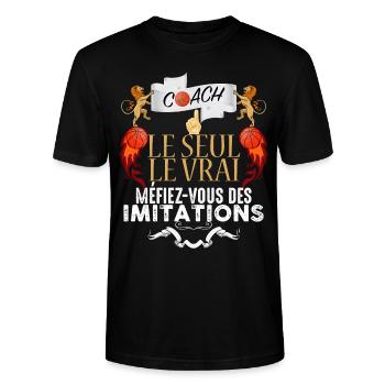 Coach le Seul Le Vrai Cadeau Basket Basketteur - T-shirt bio CRAFTER Stanley Stella Unisexe - noir - Devant - Alina (178cm) & Michal (187cm)
