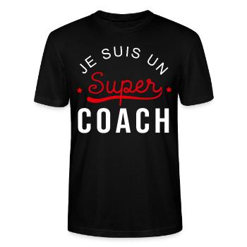 Super coach cadeau Homme coach. - T-shirt bio CRAFTER Stanley Stella Unisexe - noir - Devant - Alina (178cm) & Michal (187cm)