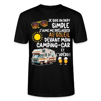 Mon papy Aime Le Camping-car Humour Homme - T-shirt bio CRAFTER Stanley Stella Unisexe - noir - Devant - Alina (178cm) & Michal (187cm)