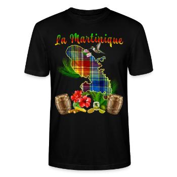 Martinique Madras tropicale Rhum Ti Punch - T-shirt bio CRAFTER Stanley Stella Unisexe - noir - Devant - Alina (178cm) & Michal (187cm)