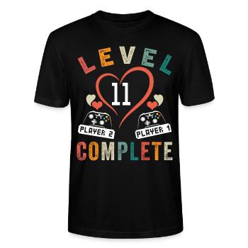 Level 11 Complete 11e Anniversaire 11 ans Mariage - T-shirt bio CRAFTER Stanley Stella Unisexe - noir - Devant - Alina (178cm) & Michal (187cm)