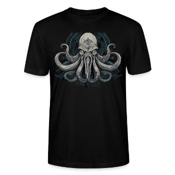 Cthulhu Lord and Savior Monster Horror T-Shirt - Stanley/Stella Unisex Bio-T-Shirt CRAFTER - Schwarz - Vorne - Alina (178cm) & Michal (187cm)