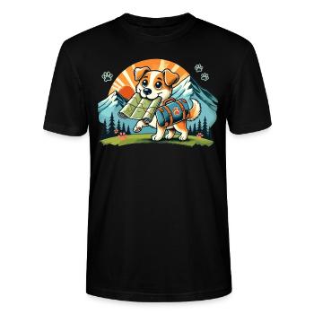 Hiking Dog - Stanley/Stella CRAFTER Unisex Organic T-Shirt - black - Front - Alina (178cm) & Michal (187cm)