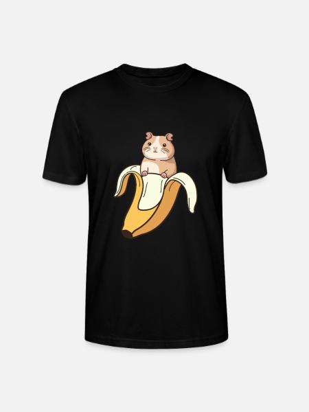 Funny Guinea Pig In Banana - Stanley/Stella CRAFTER Unisex Organic T-Shirt - black