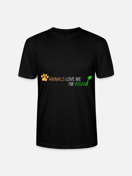 Animals love me - I'm vegan - Stanley/Stella CRAFTER Unisex Organic T-Shirt - black