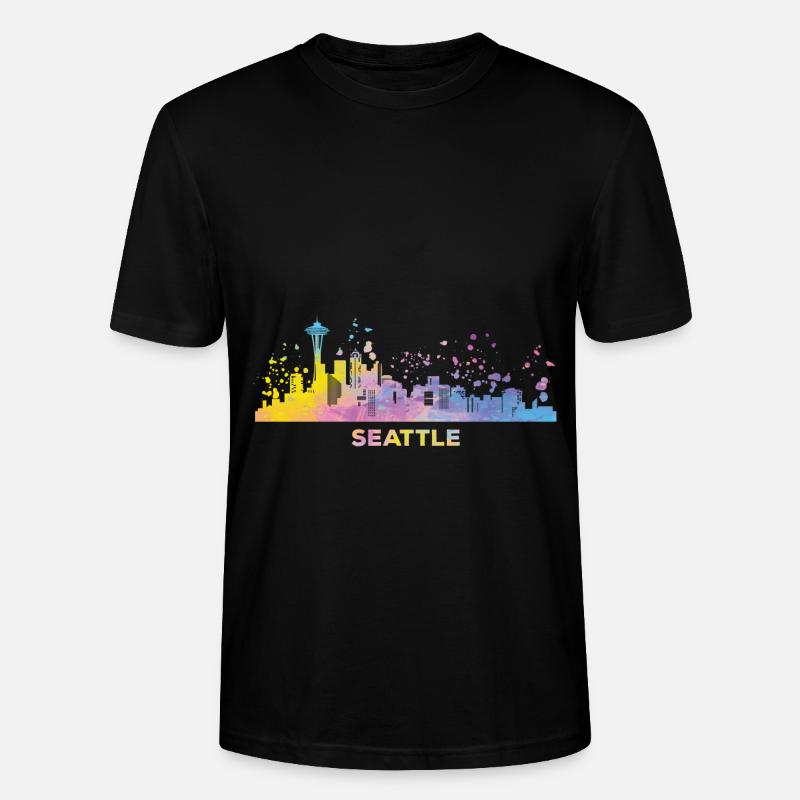 Skyline de Seattle, Seattle - T-shirt bio CRAFTER Stanley Stella Unisexe - noir