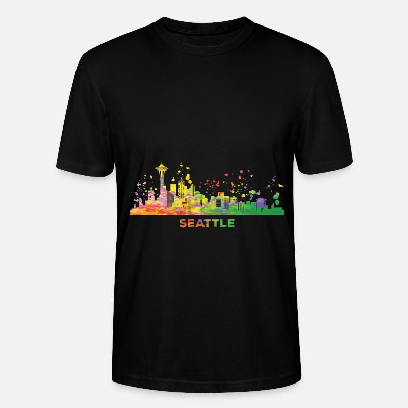 Skyline de Seattle, Seattle - T-shirt bio CRAFTER Stanley Stella Unisexe - noir