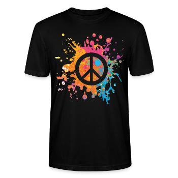 Frieden Symbol Zeichen Weltfrieden - Stanley/Stella Unisex Bio-T-Shirt CRAFTER - Schwarz - Vorne - Alina (178cm) & Michal (187cm)
