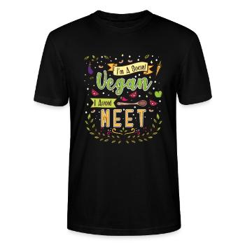 Sozialer Verganer Treffen Vermeiden Obst Geschenk - Stanley/Stella Unisex Bio-T-Shirt CRAFTER - Schwarz - Vorne - Alina (178cm) & Michal (187cm)