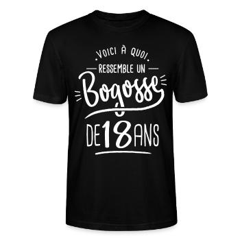 anniversaire 18 ans bogosse cadeau humour 18 ans - T-shirt bio CRAFTER Stanley Stella Unisexe - noir - Devant - Alina (178cm) & Michal (187cm)