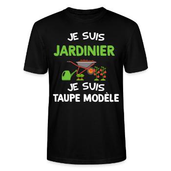 Je suis jardinier je suis taupe modèle Jardin - T-shirt bio CRAFTER Stanley Stella Unisexe - noir - Devant - Alina (178cm) & Michal (187cm)