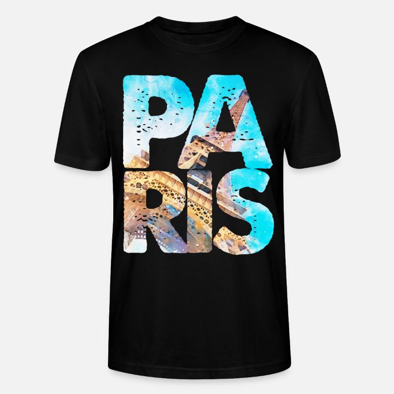 AQUARELLE EIFFEL PARIS - T-shirt bio CRAFTER Stanley Stella Unisexe - noir