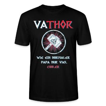 Fathor Vathor Vater Thor Hammer Vatertag Geschenk - Stanley/Stella Unisex Bio-T-Shirt CRAFTER - Schwarz - Vorne - Alina (178cm) & Michal (187cm)