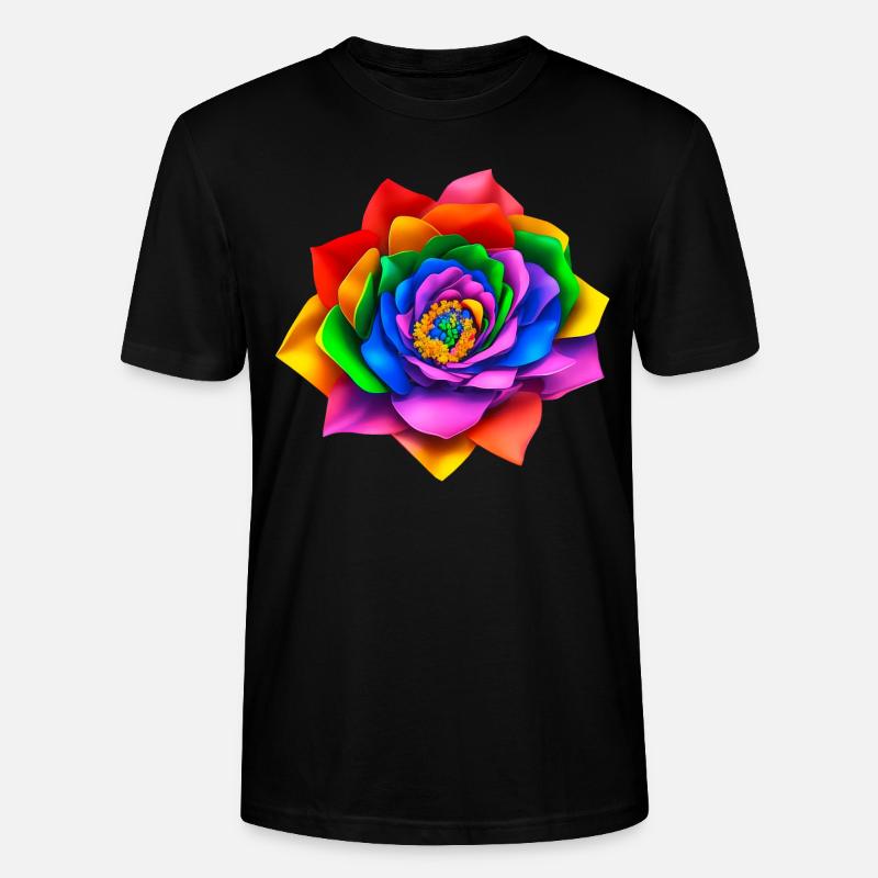 Lebendige 3D Regenbogenblume - Stanley/Stella Unisex Bio-T-Shirt CRAFTER - Schwarz
