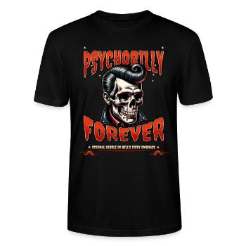 Psychobilly forever - Rockabilly music - Stanley/Stella CRAFTER Unisex Organic T-Shirt - black - Front - Alina (178cm) & Michal (187cm)