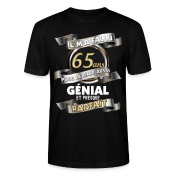 65 Jahre alter Geburtstag Rentner Papa Opa - Stanley/Stella Unisex Bio-T-Shirt CRAFTER - Schwarz - Vorne - Alina (178cm) & Michal (187cm)