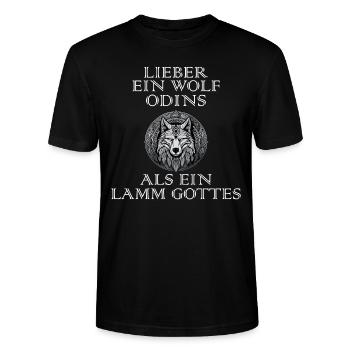 Walhalla Wolf Wölfe Odins Runen Nordischer Kompass - Stanley/Stella Unisex Bio-T-Shirt CRAFTER - Schwarz - Vorne - Alina (178cm) & Michal (187cm)