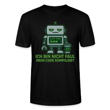 Programmierer T-Shirt – Bin nicht faul - Stanley/Stella Unisex Bio-T-Shirt CRAFTER - Schwarz - Vorne - Alina (178cm) & Michal (187cm)