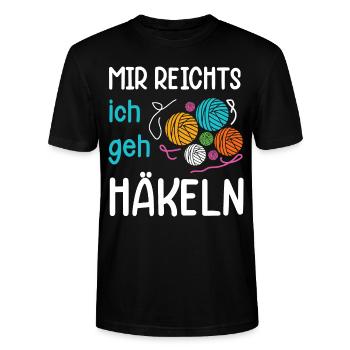 Mir reichts ich geh Häkeln | Häkel Geschenk - Stanley/Stella Unisex Bio-T-Shirt CRAFTER - Schwarz - Vorne - Alina (178cm) & Michal (187cm)