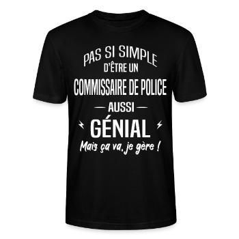 Commissaire de police - T-shirt bio CRAFTER Stanley Stella Unisexe - noir - Devant - Alina (178cm) & Michal (187cm)