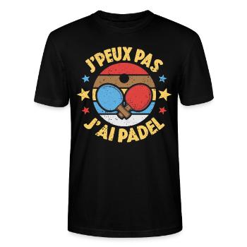 Je Peux Pas J'ai Padel Joueur Tennis Paddle Cadeau - T-shirt bio CRAFTER Stanley Stella Unisexe - noir - Devant - Alina (178cm) & Michal (187cm)