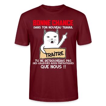 Collègue Message Départ Humour - T-shirt bio CRAFTER Stanley Stella Unisexe - bordeaux - Devant - Alina (178cm) & Michal (187cm)