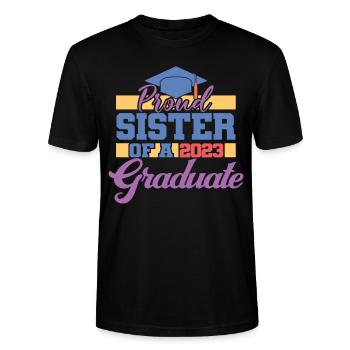 Proud Sister Of A 2023 Graduate Graduation Party - Stanley/Stella CRAFTER Unisex Organic T-Shirt - black - Front - Alina (178cm) & Michal (187cm)